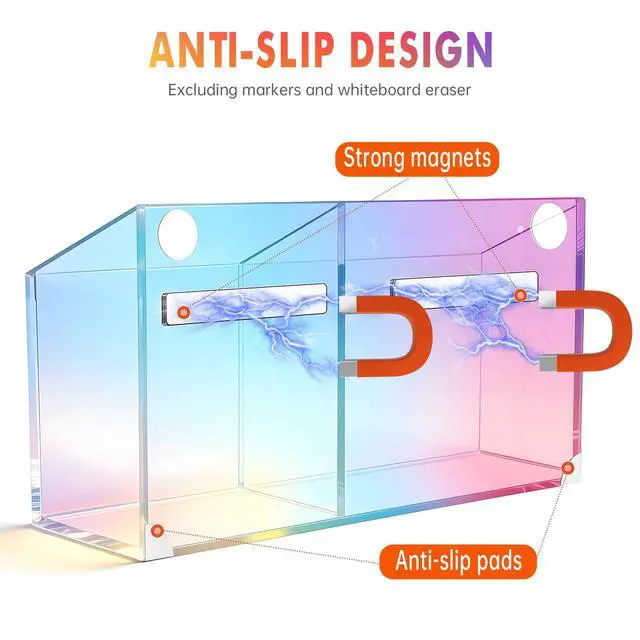 Alt view image 3 of 7 - Magnetic Dry Erase Marker Holder for Whiteboard,Non-slip Acrylic Magnet Pen Holder for Fridge Refrigerator,Locker Organizer for Work,Locker Accessories,Pencil Cup for Desk(Colorful)