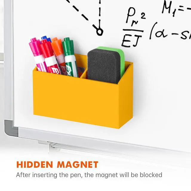 Alt view image 4 of 7 - Magnetic Dry Erase Marker Holder for Whiteboard,Non-slip Acrylic Magnet Pen Holder for Fridge Refrigerator,Locker Organizer for Work,Locker Accessories,Pencil Cup for Desk(Orange)
