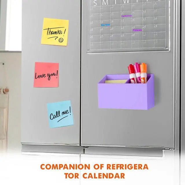 Alt view image 3 of 7 - Magnetic Dry Erase Marker Holder for Whiteboard,Non-slip Acrylic Magnet Pen Holder for Fridge Refrigerator,Locker Organizer for Work,Locker Accessories,Pencil Cup for Desk(Purple)