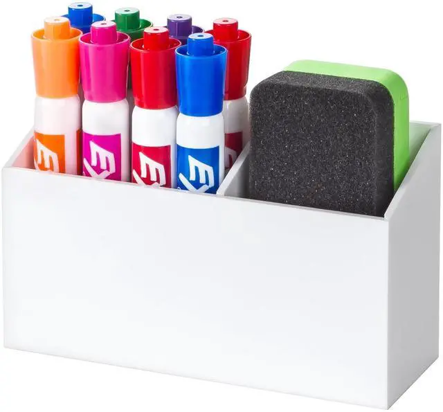 Main image of Magnetic Dry Erase Marker Holder for Whiteboard,Non-slip Acrylic Magnet Pen Holder for Fridge Refrigerator,Locker Organizer for Work,Locker Accessories,Pencil Cup for Desk(White)