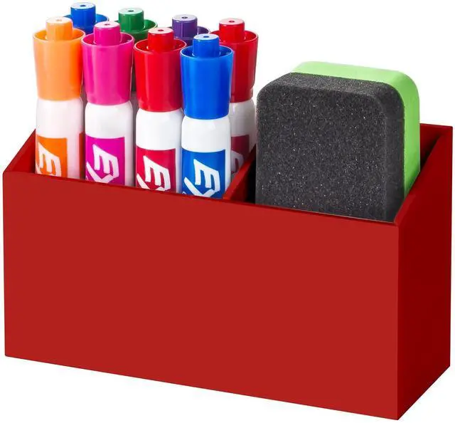 Main image of Magnetic Dry Erase Marker Holder for Whiteboard,Non-slip Acrylic Magnet Pen Holder for Fridge Refrigerator,Locker Organizer for Work,Locker Accessories,Pencil Cup for Desk(Red)