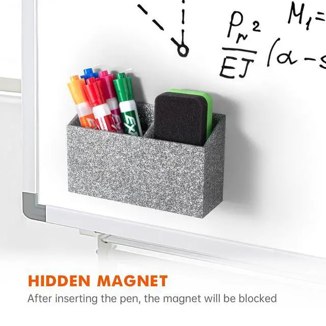 Alt view image 5 of 7 - Magnetic Dry Erase Marker Holder for Whiteboard,Non-slip Acrylic Magnet Pen Holder for Fridge Refrigerator,Locker Organizer for Work,Locker Accessories,Pencil Cup for Desk(Silver)