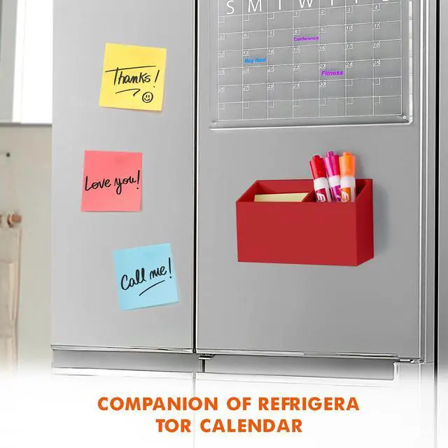 Alt view image 3 of 7 - Magnetic Dry Erase Marker Holder for Whiteboard,Non-slip Acrylic Magnet Pen Holder for Fridge Refrigerator,Locker Organizer for Work,Locker Accessories,Pencil Cup for Desk(Red)
