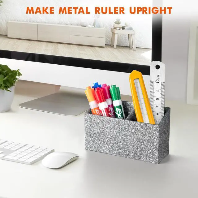 Alt view image 7 of 7 - Magnetic Dry Erase Marker Holder for Whiteboard,Non-slip Acrylic Magnet Pen Holder for Fridge Refrigerator,Locker Organizer for Work,Locker Accessories,Pencil Cup for Desk(Silver)