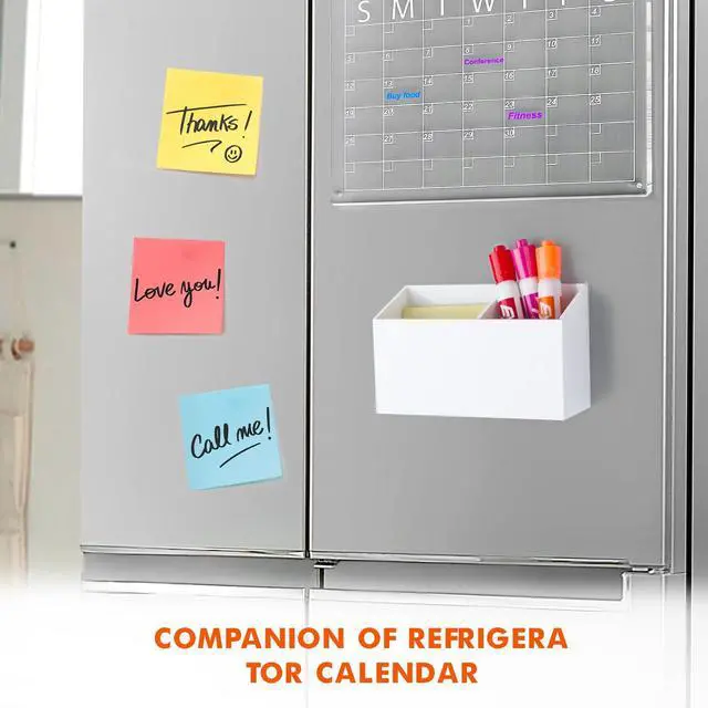 Alt view image 3 of 7 - Magnetic Dry Erase Marker Holder for Whiteboard,Non-slip Acrylic Magnet Pen Holder for Fridge Refrigerator,Locker Organizer for Work,Locker Accessories,Pencil Cup for Desk(White)
