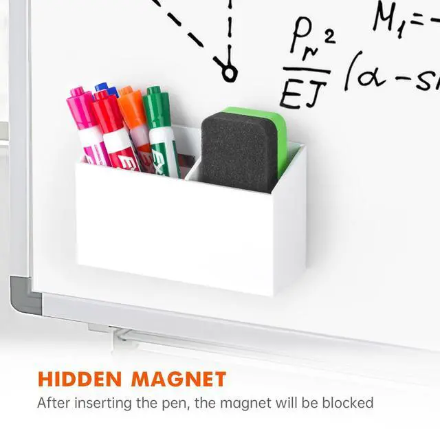 Alt view image 4 of 7 - Magnetic Dry Erase Marker Holder for Whiteboard,Non-slip Acrylic Magnet Pen Holder for Fridge Refrigerator,Locker Organizer for Work,Locker Accessories,Pencil Cup for Desk(White)