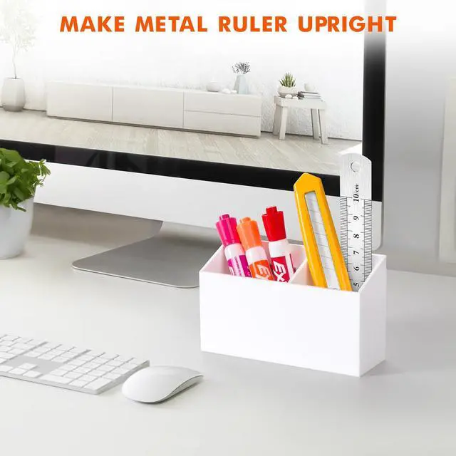 Alt view image 6 of 7 - Magnetic Dry Erase Marker Holder for Whiteboard,Non-slip Acrylic Magnet Pen Holder for Fridge Refrigerator,Locker Organizer for Work,Locker Accessories,Pencil Cup for Desk(White)