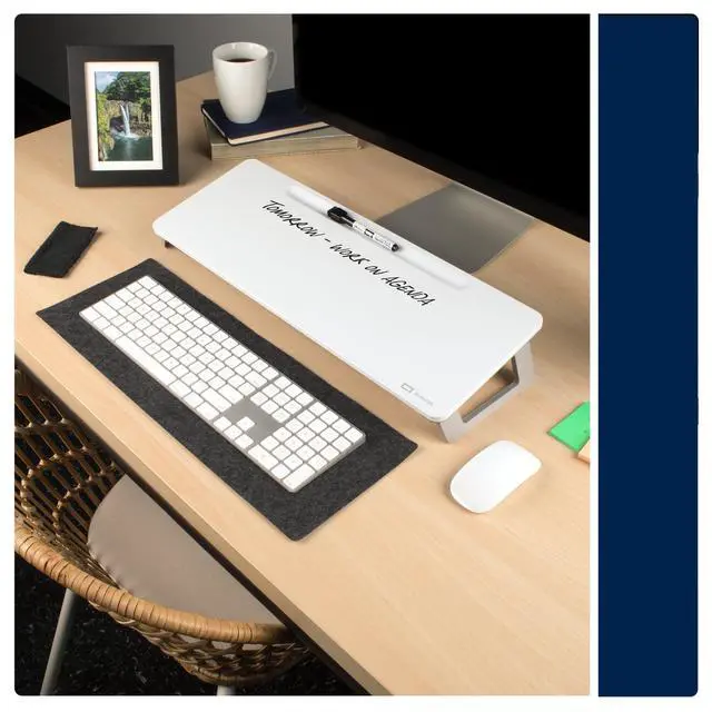 Alt view image 2 of 6 - Dry Erase White Board, Magnetic Desktop Computer Pad for Notetaking, 21" x 7-3/4 Whiteboard, 1 Dry Erase Marker and Keyboard Pad, White Surface (Q090F01-R)