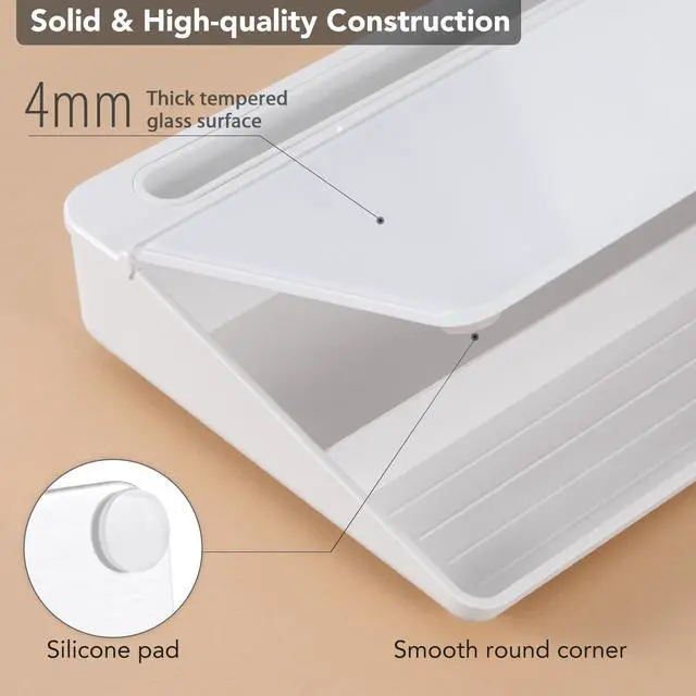 Alt view image 7 of 7 - Glass Desk Whiteboard with Wireless Charger, Desktop Dry Erase White Board with Storage, to Do List Memo Notepad for Home and Office