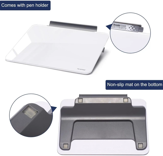 Alt view image 5 of 7 - Small Desktop Whiteboard - Glass Dry Erase Board 8 X 6 Inches Tabletop Easel Whiteboard with Stand, Desk Board Buddy for Artist, Teacher and Student