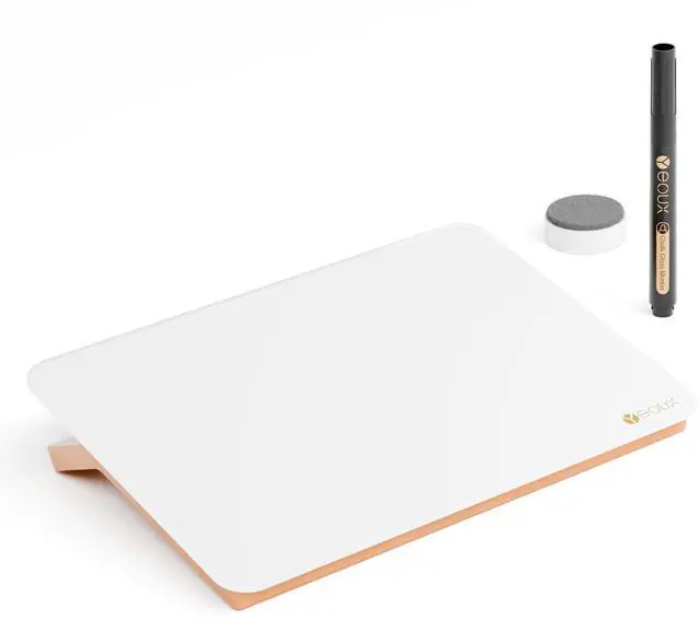 Main image of Desktop Glass Whiteboard with Reversible Wood Stand 6.7"x9.5"