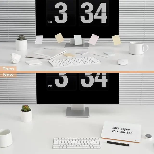 Alt view image 6 of 7 - Desktop Glass Whiteboard with Reversible Wood Stand 6.7"x9.5"