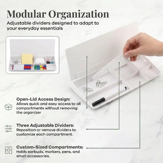 Alt view image 3 of 6 - Desktop Glass Whiteboard with Magnetic Weekly Calendar Dry Erase Board, Keyboard Stand, Hidden Storage, Adjustable Dividers, 3 Markers & Eraser Office, Home, School Cloud