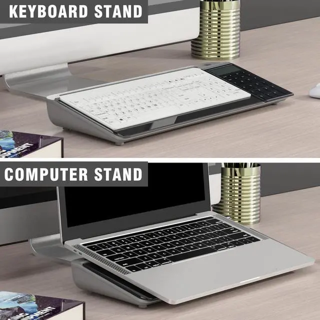Alt view image 6 of 7 - Desktop Glass Whiteboard with Calculator, Organizer, Markers, Eraser, Holder - Black Dry Erase White Board Computer Pad Keyboard Stand for Home, School, Office Desk Cubicle Accessories