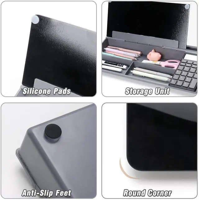 Alt view image 7 of 7 - Desktop Glass Whiteboard with Calculator, Organizer, Markers, Eraser, Holder - Black Dry Erase White Board Computer Pad Keyboard Stand for Home, School, Office Desk Cubicle Accessories