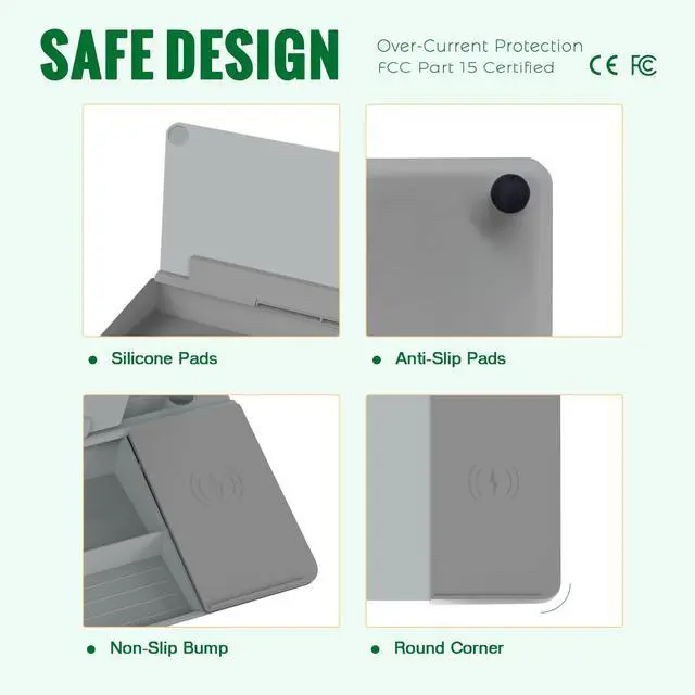 Alt view image 4 of 7 - Desktop Glass Whiteboard with Wireless Charger Station, Dry Erase White Board Computer Pad Keyboard Stand with Organizer for Home, School, Office Desk Accessories, Gray