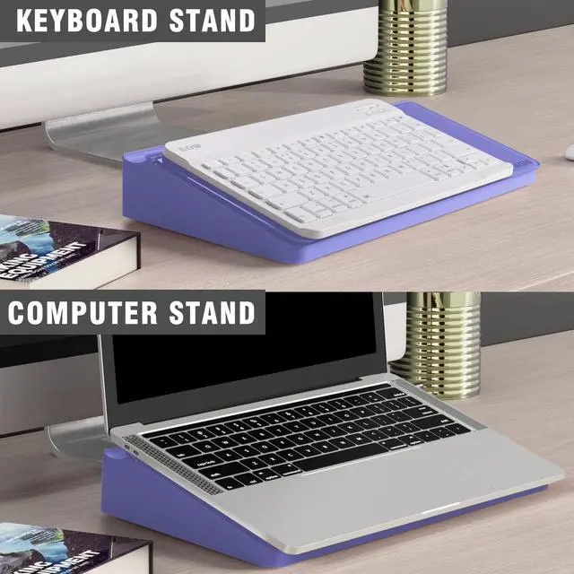 Alt view image 4 of 5 - Desktop Glass Whiteboard with Storage, Small Dry Erase White Board Computer Pad Keyboard Stand for Home, School, Office Desk Accessories - Purple