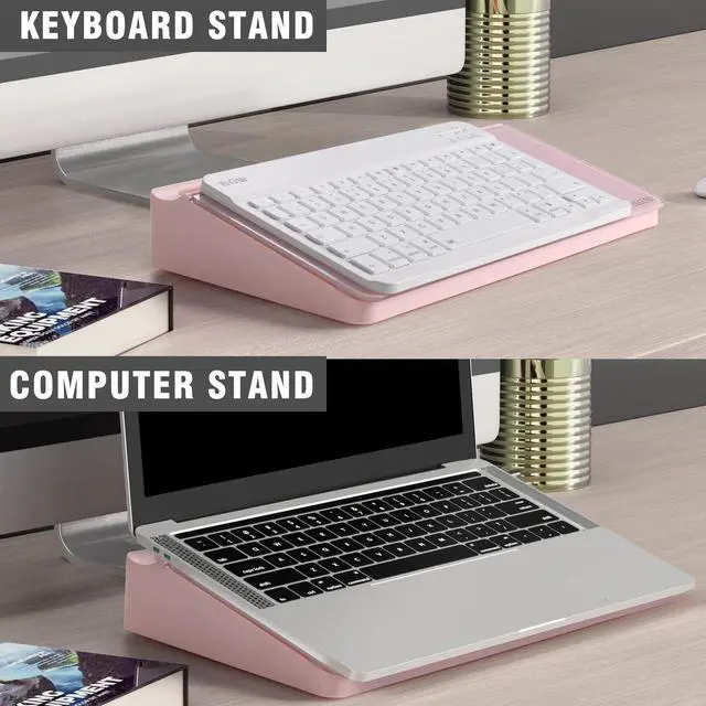 Alt view image 6 of 7 - Desktop Glass Whiteboard with Storage, Small Dry Erase White Board Computer Pad Keyboard Stand for Home, School, Office Desk Accessories - Pink