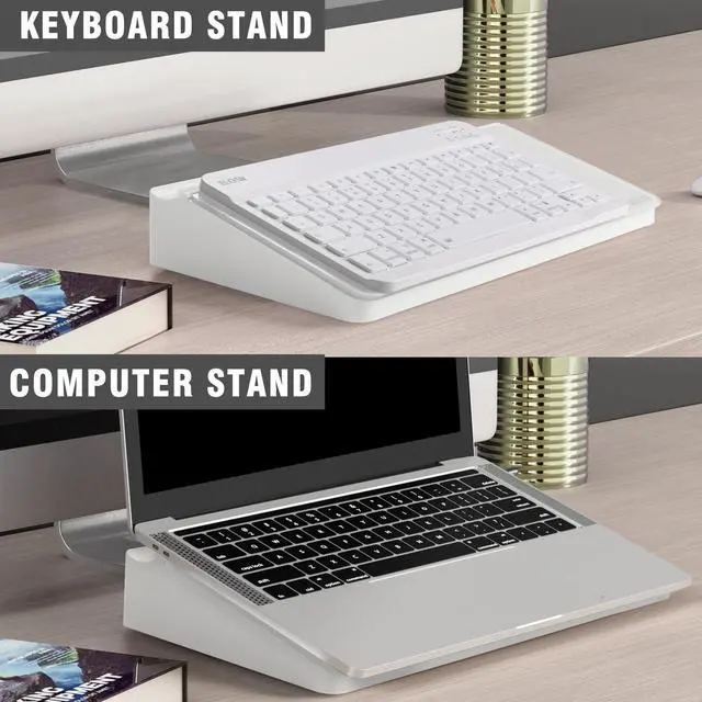 Alt view image 6 of 7 - Desktop Glass Whiteboard with Storage, Small Dry Erase White Board Computer Pad Keyboard Stand for Home, School, Office Desk Accessories - White