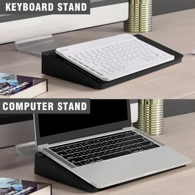 Alt view image 6 of 7 - Desktop Glass Whiteboard with Storage, Small Dry Erase White Board Computer Pad Keyboard Stand for Home, School, Office Desk Accessories - Black