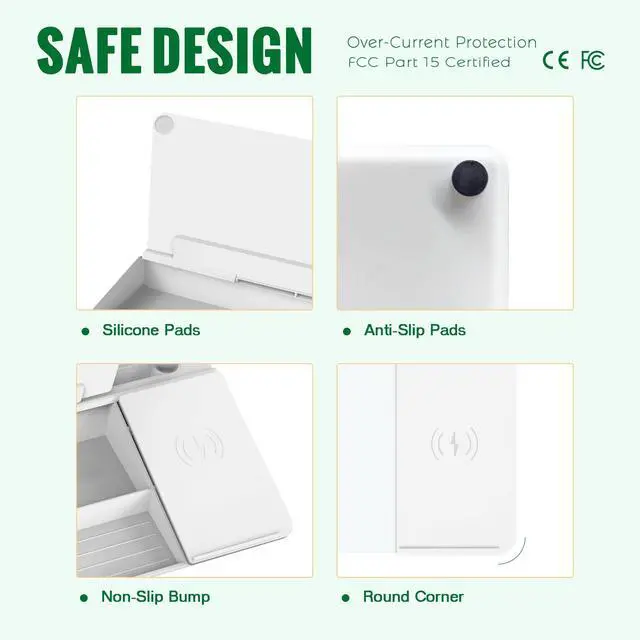 Alt view image 4 of 7 - Desktop Glass Whiteboard with Wireless Charger Station, Dry Erase Board Computer Pad Keyboard Stand with Organizer Drawer for Home, School, Office Desk Accessories, White