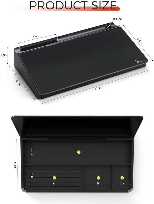 Alt view image 6 of 6 - small Compact Glass Desktop Whiteboard with Storage 12 x 7 in Dry Erase Board for Desk, Home Office, School | Includes 5 Markers, Eraser & Holder | Space-Saving Organizer, Aesthetic Black