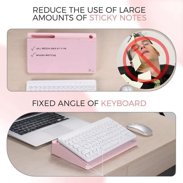 Alt view image 4 of 6 - Small Compact Glass Desktop Whiteboard with Storage 12 x 7 in Dry Erase Board for Desk, Home Office, School | Includes 5 Markers, Eraser & Holder | Space-Saving Organizer, Aesthetic Pink