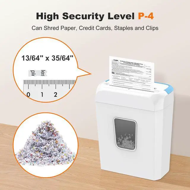 Alt view image 2 of 7 - Paper Shredder for Home Use, 3.4 Gal Wastebasket, 6 Sheet Crosscut Paper Credit Cards, Staples, and Clips Shredder for Home Office Use, Portable Handle Design