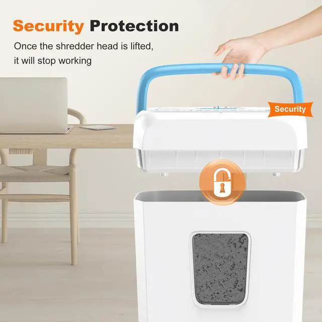 Alt view image 4 of 7 - Paper Shredder for Home Use, 3.4 Gal Wastebasket, 6 Sheet Crosscut Paper Credit Cards, Staples, and Clips Shredder for Home Office Use, Portable Handle Design