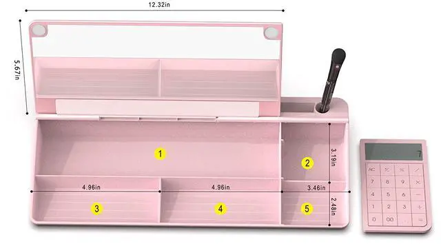 Alt view image 7 of 7 - Desk Dry Erase Board with Detachable Calculator, Small Glass Desktop Whiteboard, Desktop whiteboard - Glass Dry Erase White Board- Desk Computer Buddy for Home Office Supply, Pink, 17 x 6 in