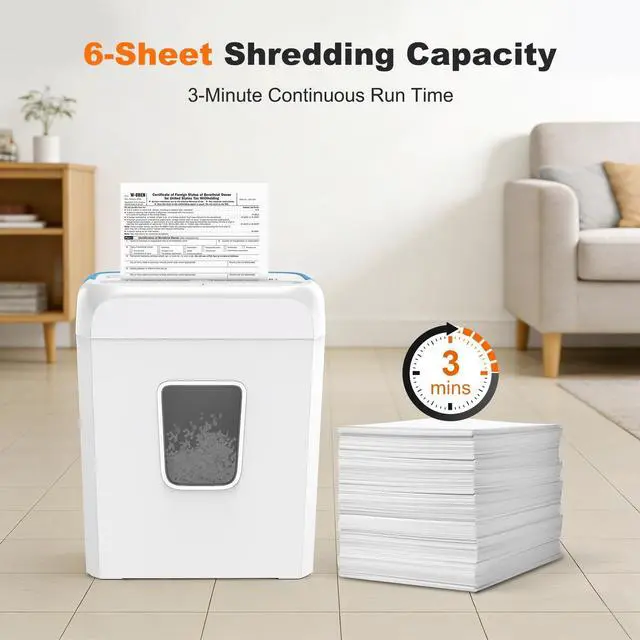 Alt view image 3 of 7 - Paper Shredder for Home Use, 3.4 Gal Wastebasket, 6 Sheet Crosscut Paper Credit Cards, Staples, and Clips Shredder for Home Office Use, Portable Handle Design
