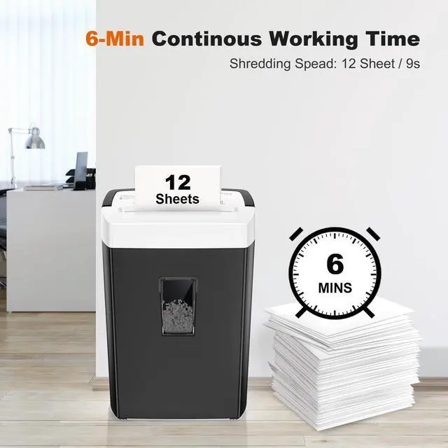 Alt view image 2 of 7 - 12-Sheet Cross Cut Paper Shredder, 5.5 Gal Home Office Heavy Duty Shredder for Paper, Credit Card, Mail, Staples, with Transparent Window, High Security Level P-4