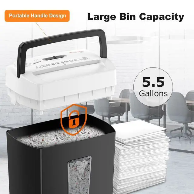 Alt view image 4 of 7 - 12-Sheet Cross Cut Paper Shredder, 5.5 Gal Home Office Heavy Duty Shredder for Paper, Credit Card, Mail, Staples, with Transparent Window, High Security Level P-4