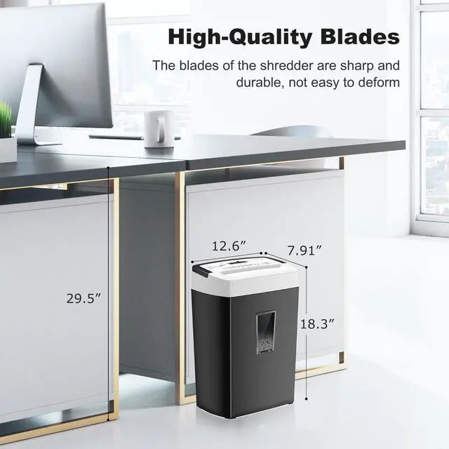 Alt view image 7 of 7 - 12-Sheet Cross Cut Paper Shredder, 5.5 Gal Home Office Heavy Duty Shredder for Paper, Credit Card, Mail, Staples, with Transparent Window, High Security Level P-4