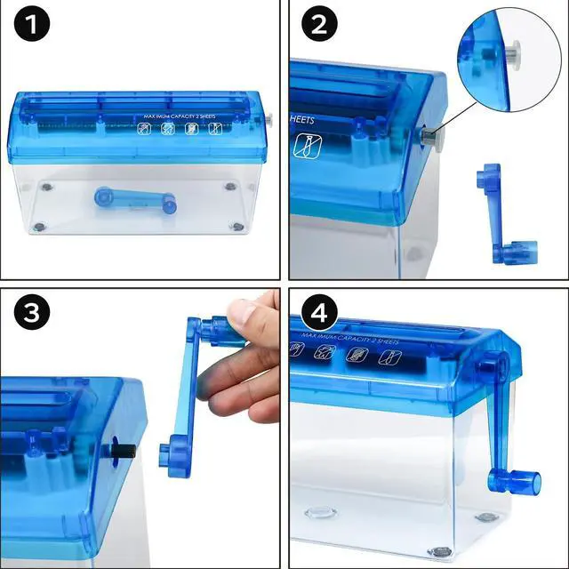 Alt view image 2 of 6 - Standard A4 Paper Hand Shredder Portable Paper Shredder Manual Shredder Documents Paper Cutting Tool Home Office Desktop Stationery Blue