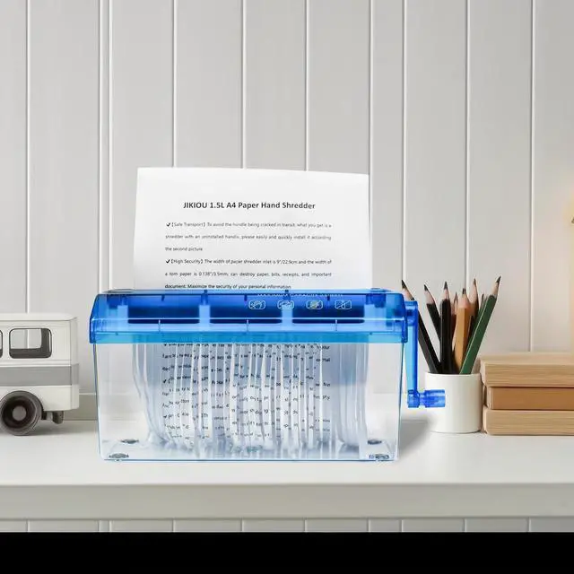 Alt view image 3 of 6 - Standard A4 Paper Hand Shredder Portable Paper Shredder Manual Shredder Documents Paper Cutting Tool Home Office Desktop Stationery Blue