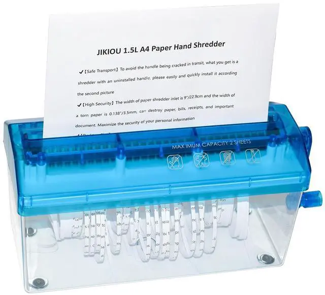 Main image of Standard A4 Paper Hand Shredder Portable Paper Shredder Manual Shredder Documents Paper Cutting Tool Home Office Desktop Stationery Blue