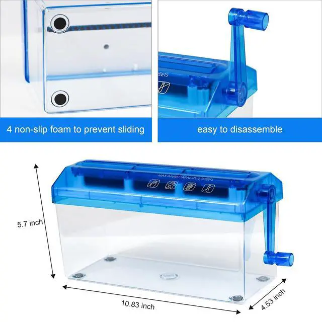 Alt view image 5 of 6 - Standard A4 Paper Hand Shredder Portable Paper Shredder Manual Shredder Documents Paper Cutting Tool Home Office Desktop Stationery Blue