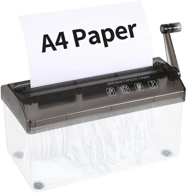 Main image of A4 Paper Manual Shredder - Black Portable Mini Paper Grinder Capacity 3L for A4 Files Documents Straight Cutting Tool Home Office Desktop Supplies WD23BK