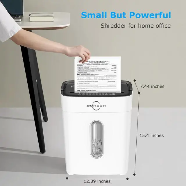 Alt view image 7 of 7 - Shredders for Home Office, 8-Sheet Cross Cut Credit Card Shredder, Small Paper Shredder for Home Use with 4 Gal Bin, P-4 High Security Level, White (S3101-W)