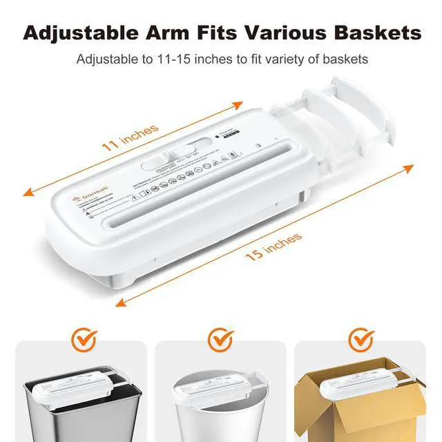 Alt view image 7 of 7 - Paper Shredder for Home Use, 6 Sheet Strip Cut Small Paper Shredder Without Basket for Home Office, Portable Shredder Extendable Arm Design with Overheat Protection, White (S123-BW)