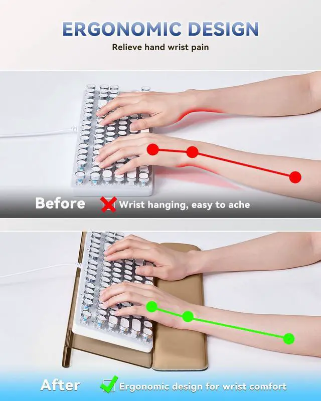 Alt view image 3 of 7 - Computer Keyboard Stand for Desktop, Keyboard Riser Wrist Rest Holder for Easy Typing, Office Desk, Home, School Accessories(Coffee)