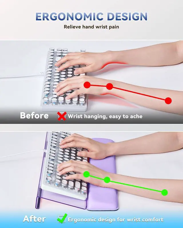 Alt view image 4 of 7 - Computer Keyboard Stand for Desktop, Keyboard Wrist Rest Holder Stand for Easy Typing with Wrist Pad for Office Desk, Home, School(Purple)