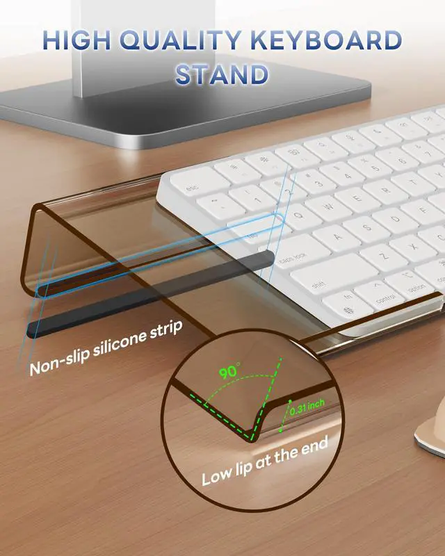 Alt view image 4 of 7 - Computer Keyboard Stand for Desktop, Keyboard Riser Wrist Rest Holder for Easy Typing, Office Desk, Home, School Accessories(Coffee)