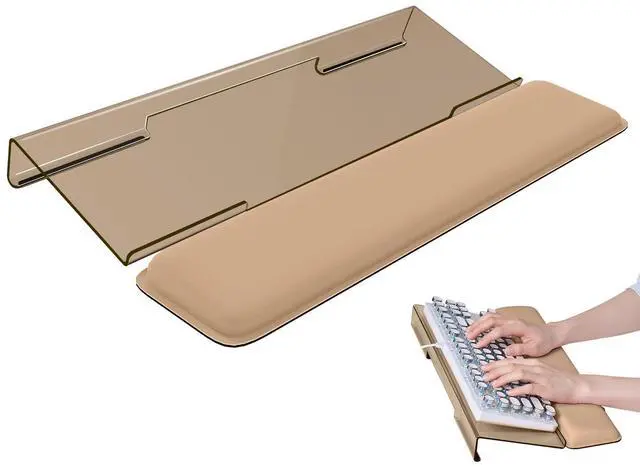 Main image of Computer Keyboard Stand for Desktop, Keyboard Riser Wrist Rest Holder for Easy Typing, Office Desk, Home, School Accessories(Coffee)