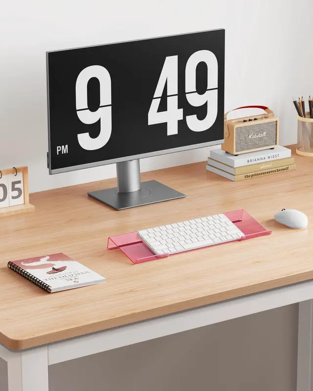 Alt view image 6 of 6 - Ergonomic Computer Keyboard Stand for Desktop (Clear Pink), Keyboard Tilted Elevated Rack Key Board Holder Riser Stand for Office Home Desk Work