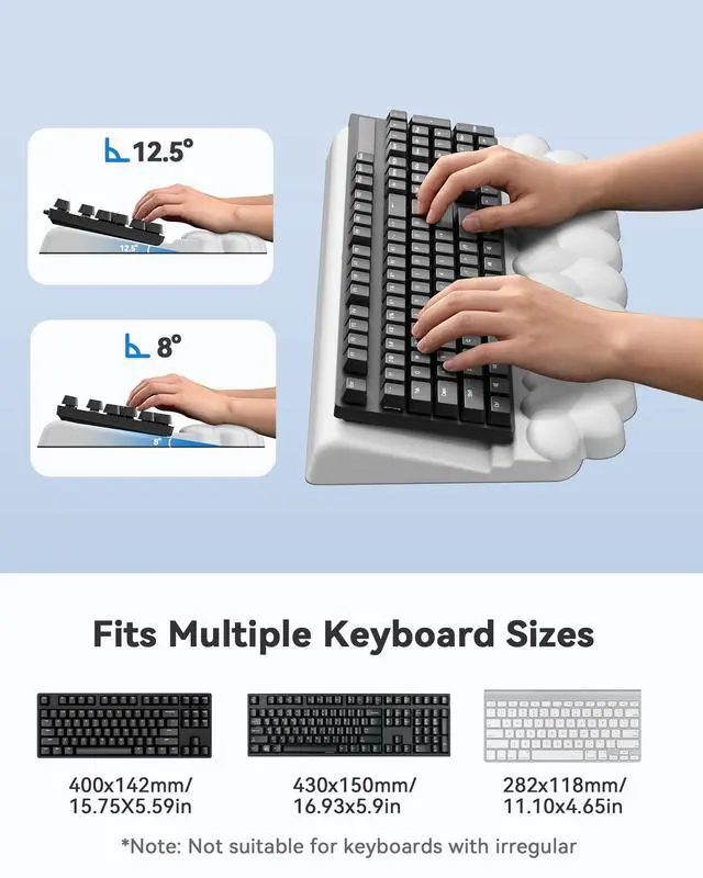 Alt view image 6 of 7 - Cloud Wrist Rest for Keyboard and Mouse for Desktop, PU Leather Cloud Computer Keyboard Stand with Mouse Pad, Key Board Wrist Support Riser, Angle Adjustable Arm Rest(White)