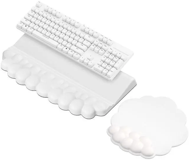 Main image of Cloud Wrist Rest for Keyboard and Mouse for Desktop, PU Leather Cloud Computer Keyboard Stand with Mouse Pad, Key Board Wrist Support Riser, Angle Adjustable Arm Rest(White)