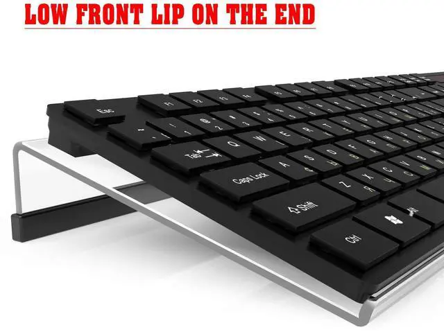 Alt view image 3 of 7 - Acrylic Tilted Computer Keyboard Stand for Ergonomic Typing, Keyboard Tray Holder with Silicone Non-Slip Case, Clear