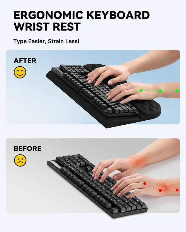 Alt view image 3 of 6 - Keyboard Wrist Rest Stand for Desktop, 2 Angle Ergonomic Computer Keyboard Stand Key Board Riser Holder with Wrist Support, Arm Rest for Office, Home, Desk